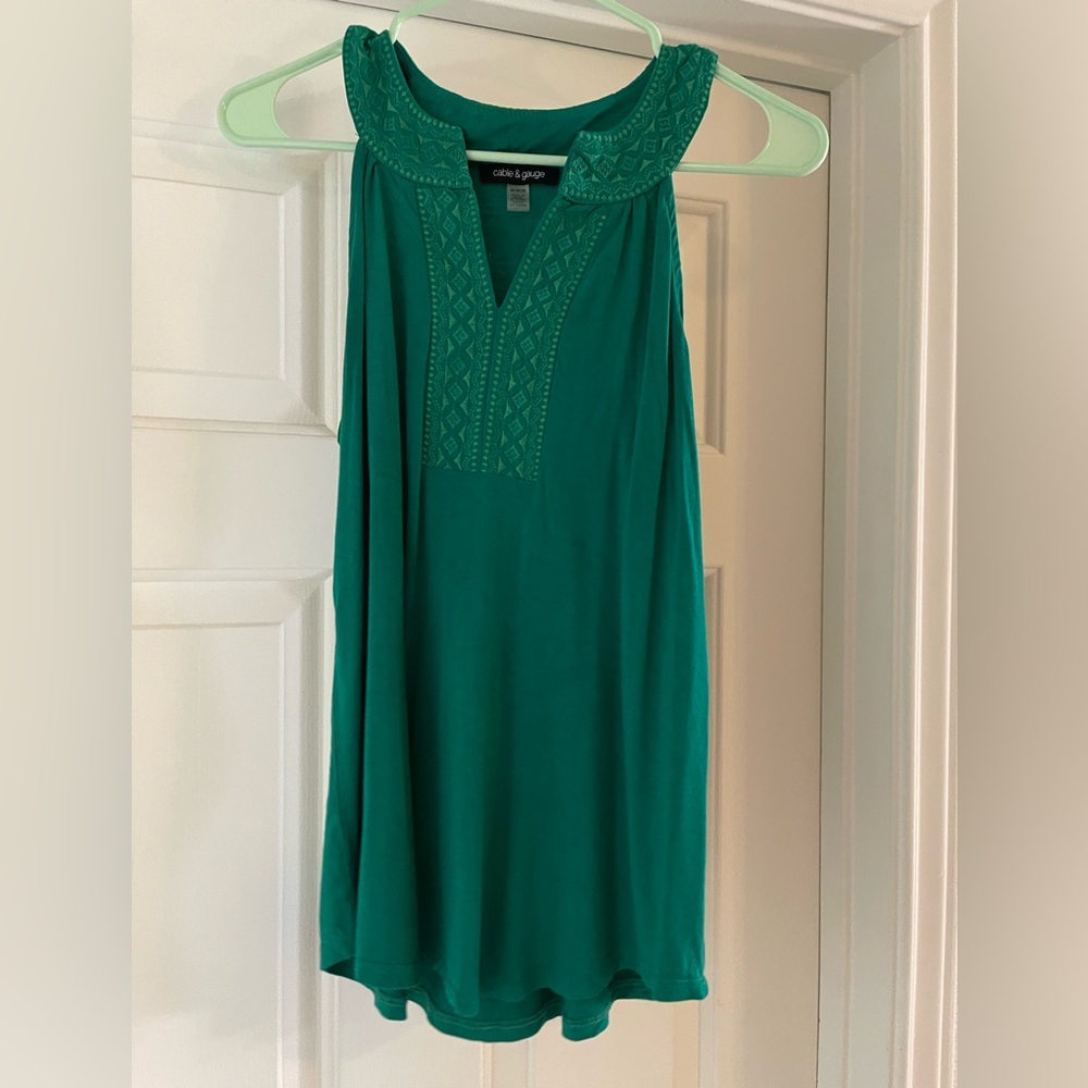 Cable & Gauge Teal Sleeveless Blouse